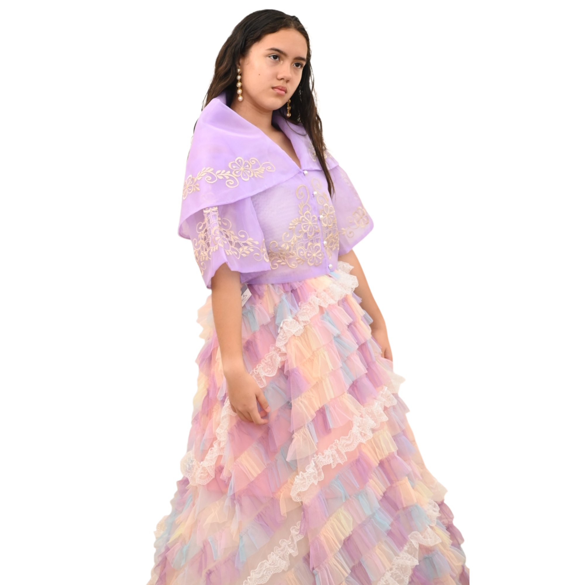 Maria Clara Filipiniana Top, Traditional Blouse with Embroidery and Button Front