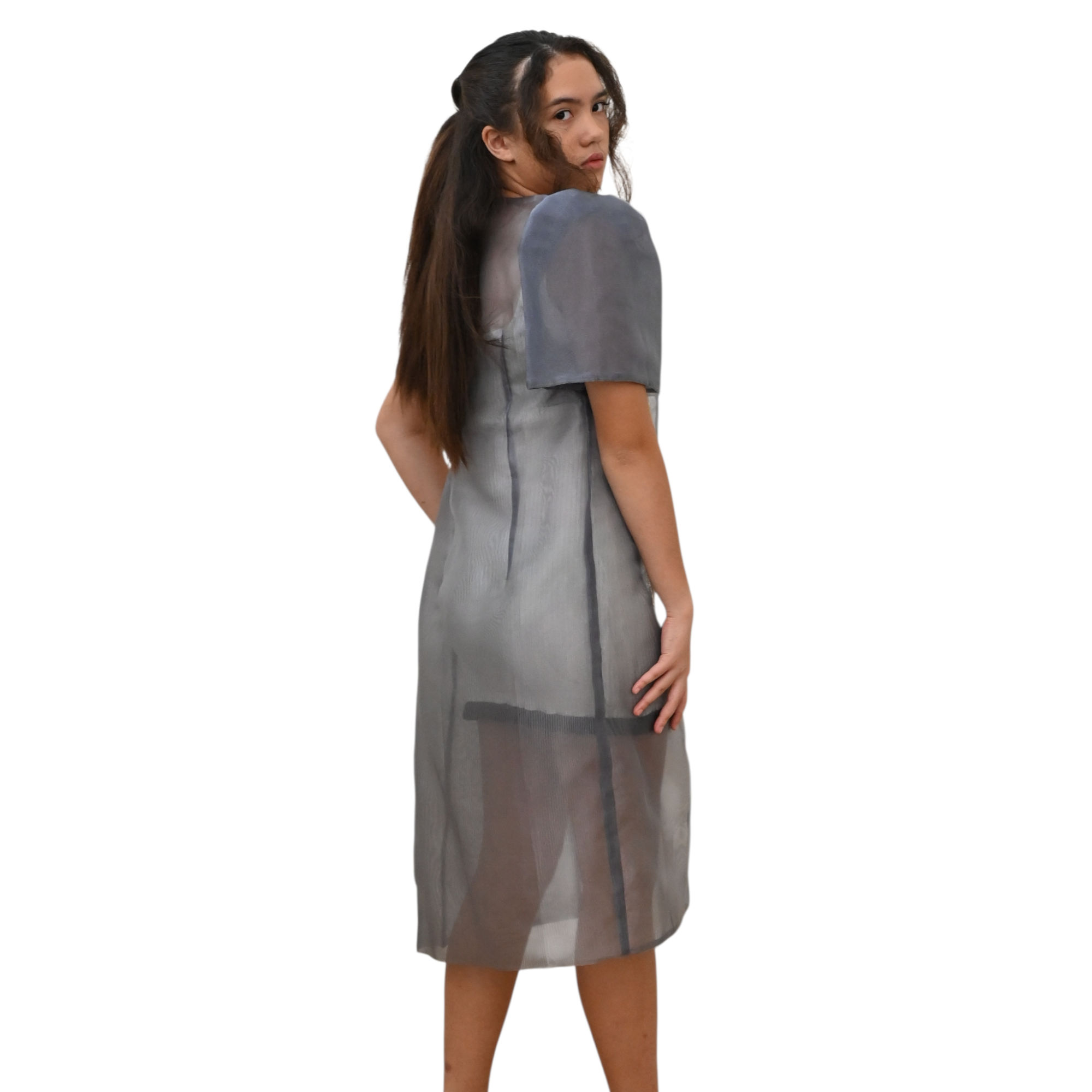 Sugar Filipiniana Long Blazer with Embroidered Trim, Short Sleeve Open Front Cardigan