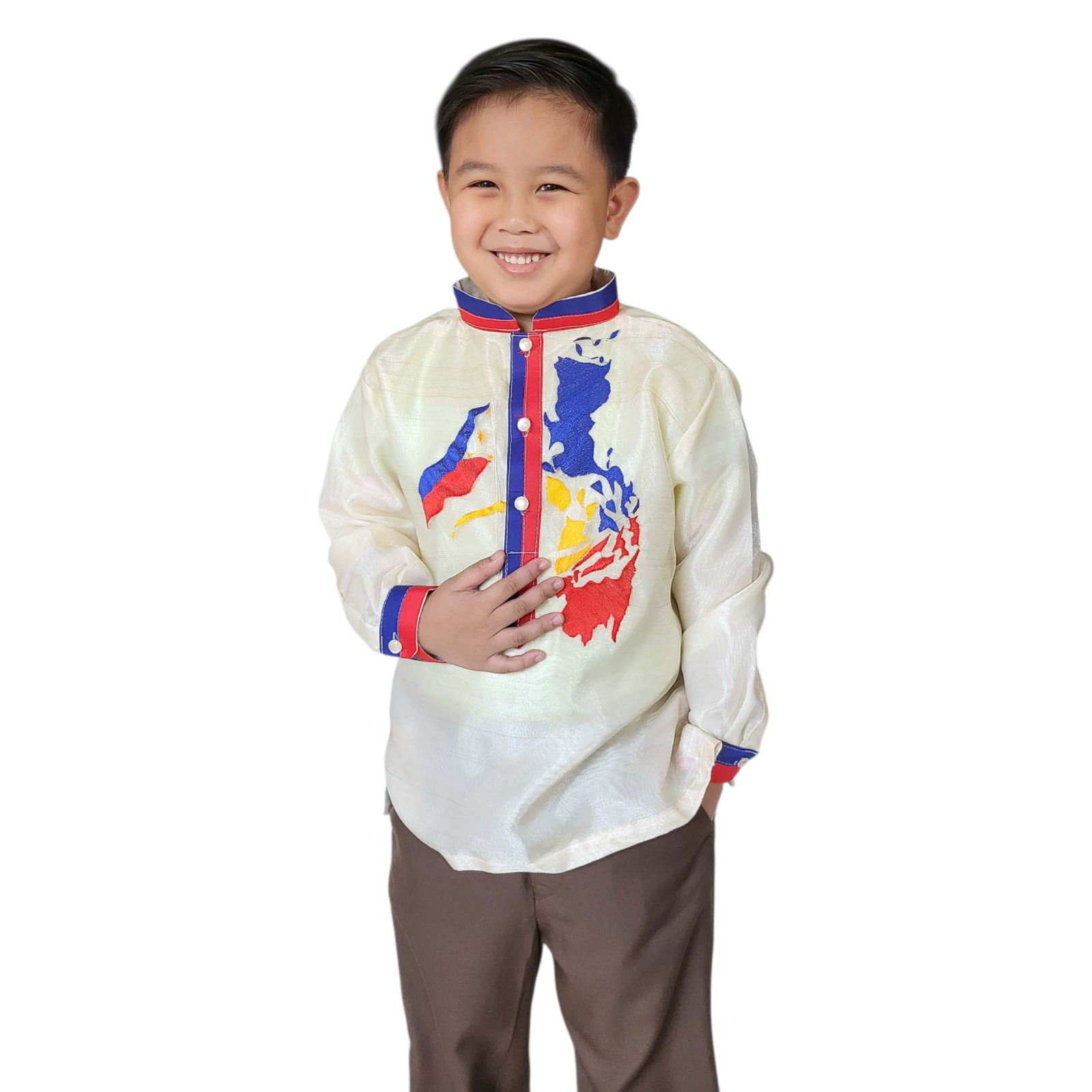 Beige Traditional Filipino Barong Tagalog
