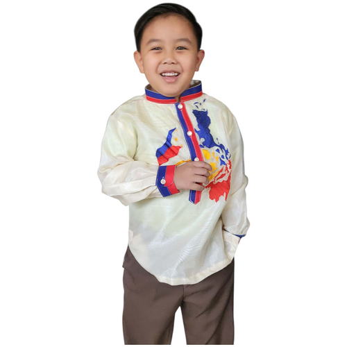 Beige Traditional Filipino Barong Tagalog