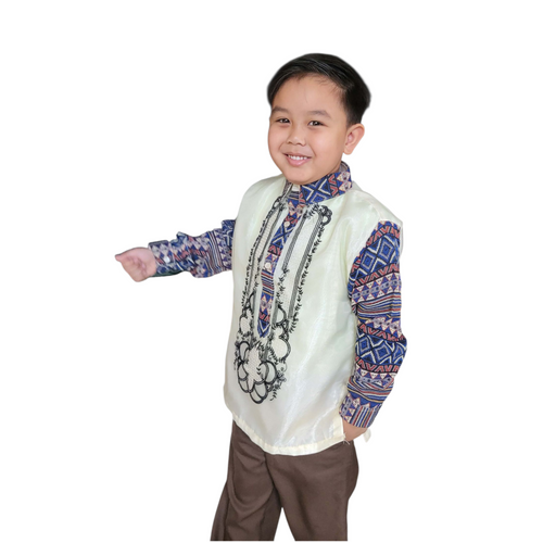 Ethnic Kids Barong Tagalog, Embroidered Filipino Formal Wear, Ethnic Cultural Attire