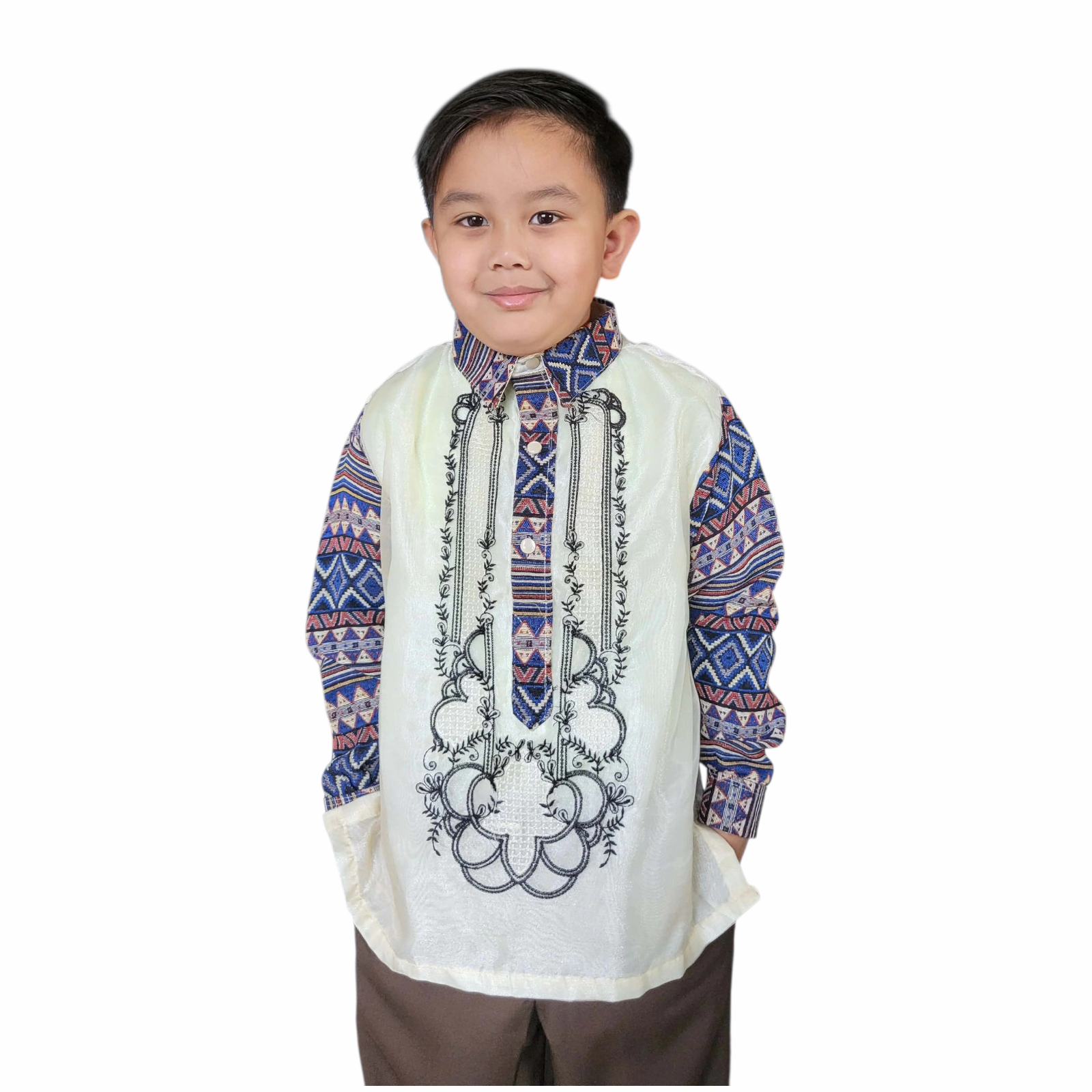 Ethnic Kids Barong Tagalog, Embroidered Filipino Formal Wear, Ethnic Cultural Attire