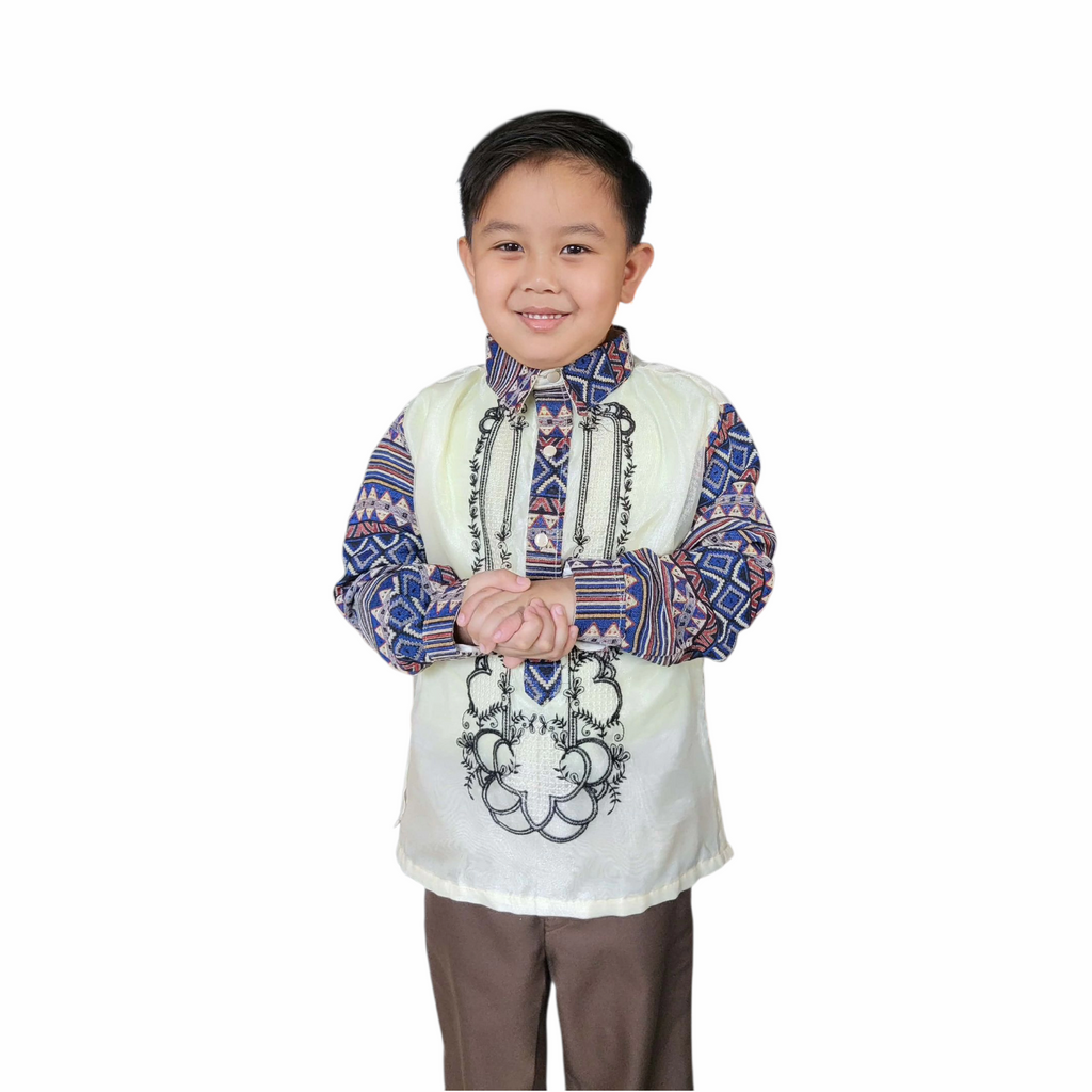 Ethnic Kids Barong Tagalog, Embroidered Filipino Formal Wear, Ethnic Cultural Attire