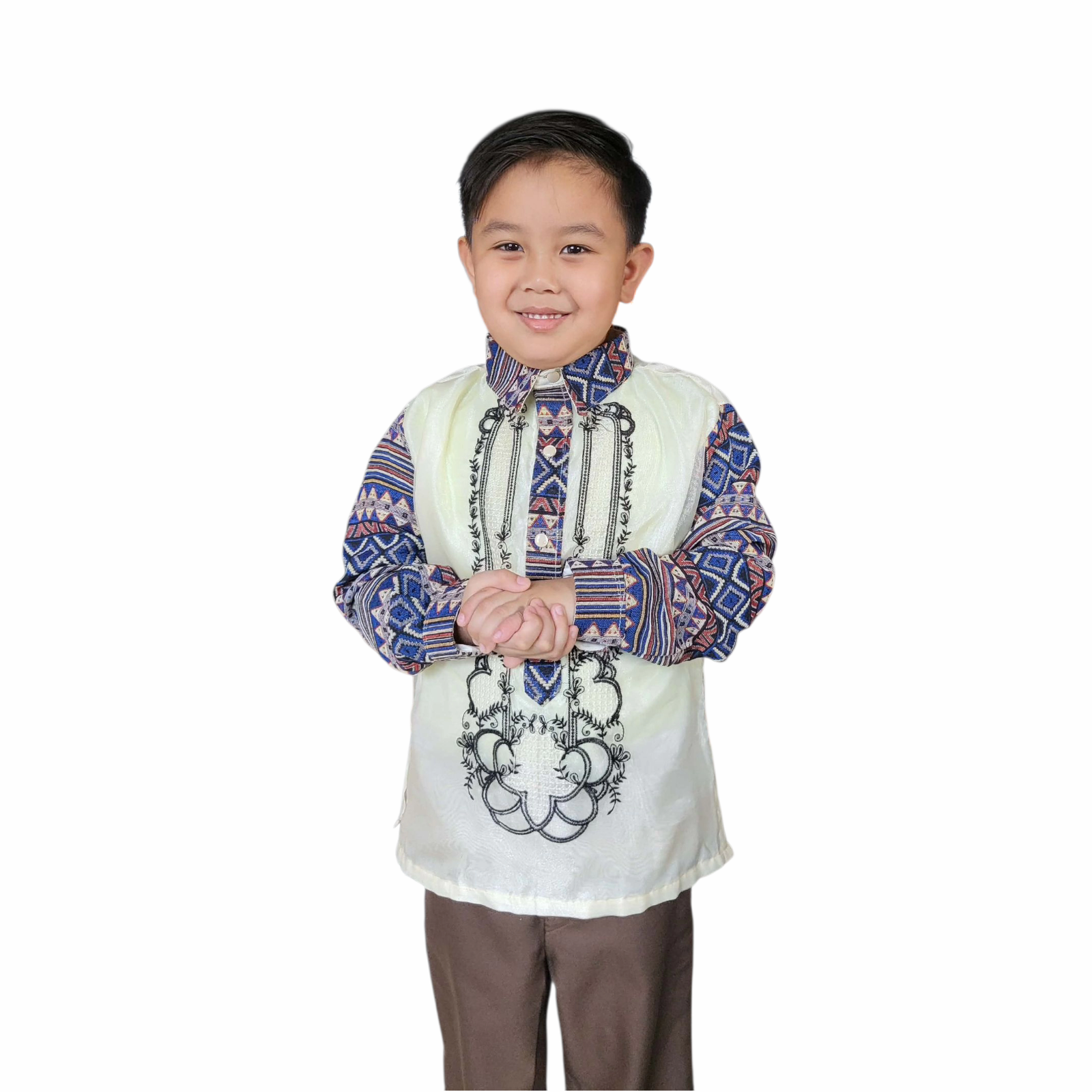 Ethnic Kids Barong Tagalog, Embroidered Filipino Formal Wear, Ethnic Cultural Attire